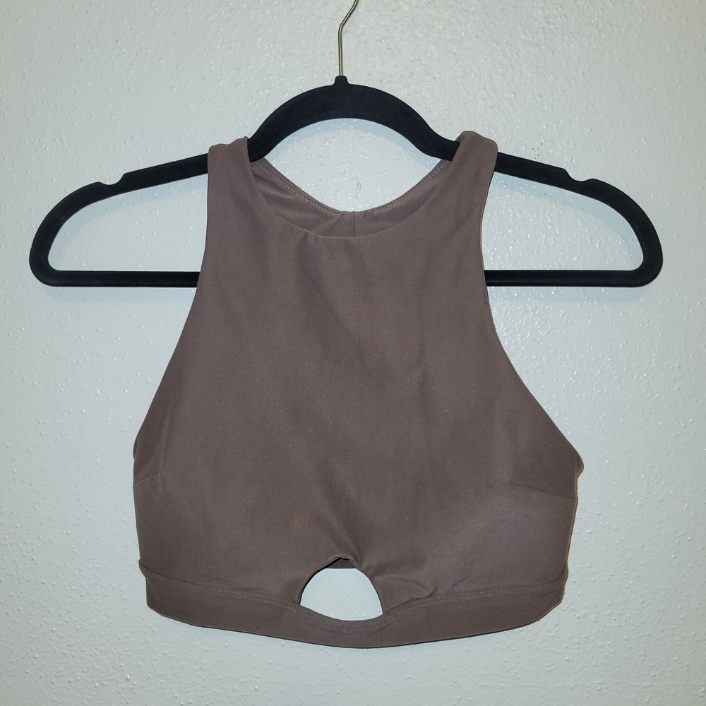Abercrombie and Fitch Light Cocoa Brown High Neck Sports Bra